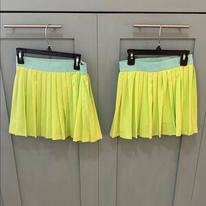 Athleta Perfect Pleat Skort Neon Green & Turquoise- Size Large/12- NWOT